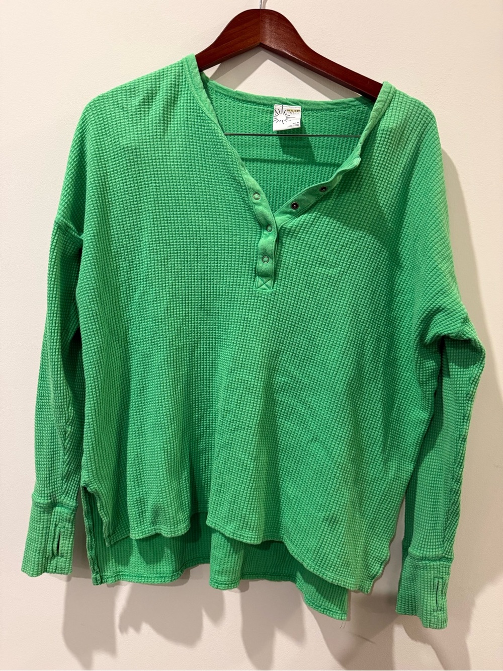 OFFLINE by Aerie Green Waffle Henley Size M